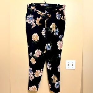 Floral paper bag waist pants